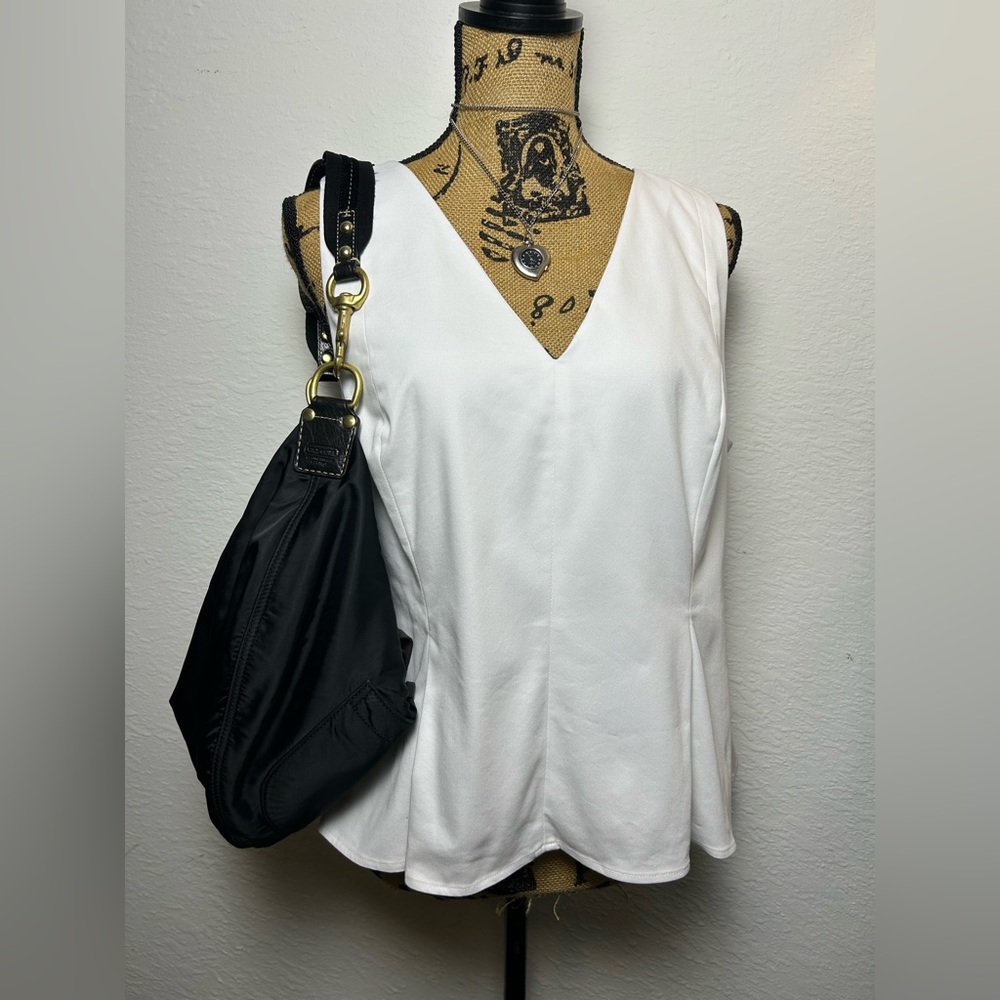 Antonio Melani women’s elegant white cotton blend blouse top